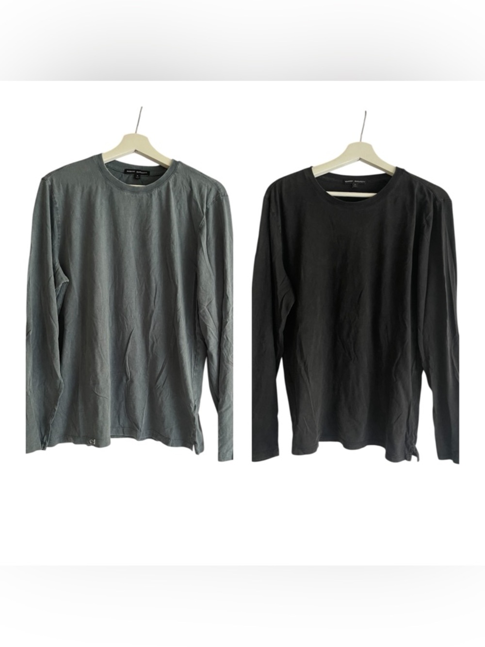 Robert Barakett Long Sleeve Crew Neck Shirts Bundle (2) Grey & Black Size Large